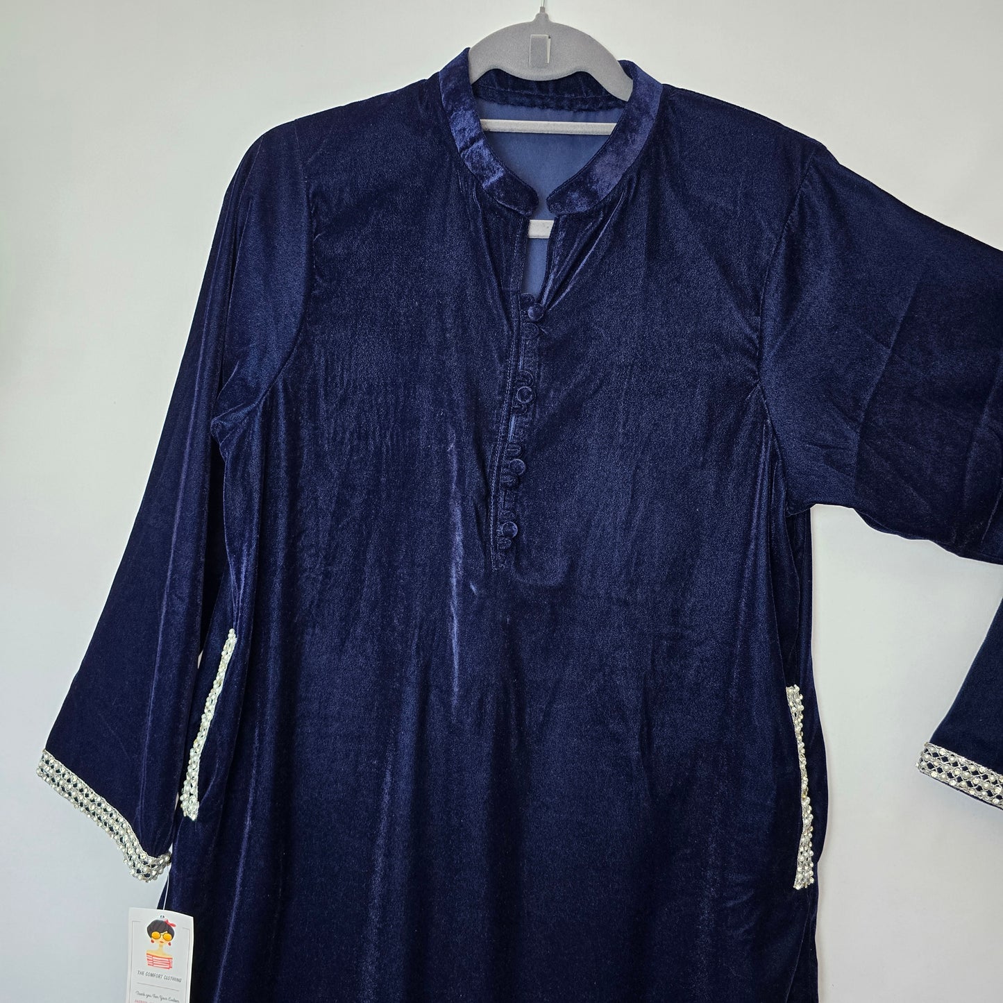 Velvet Straight Kurta Partywear / Winter Kameez