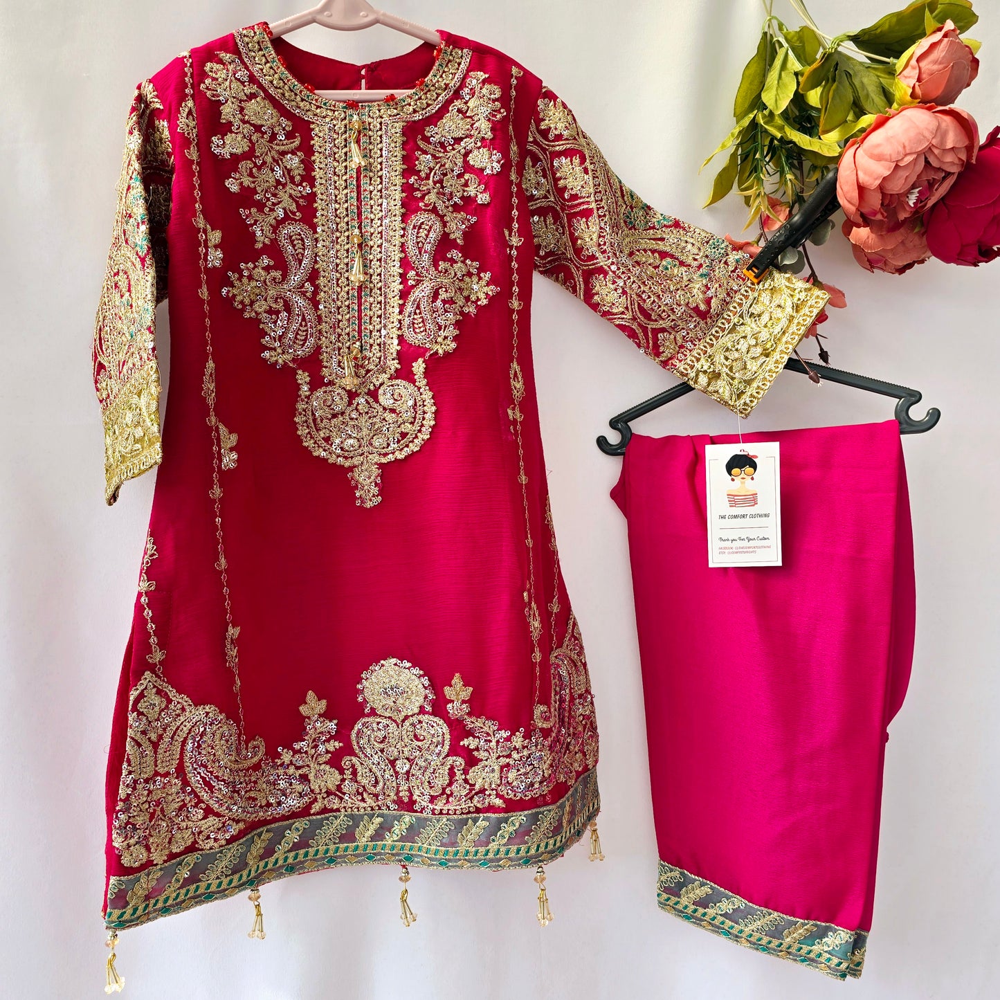 Eid Collection 2025 | Baby Girl Embroidered 3Pc Kameez Shalwar for Eid & Party wear