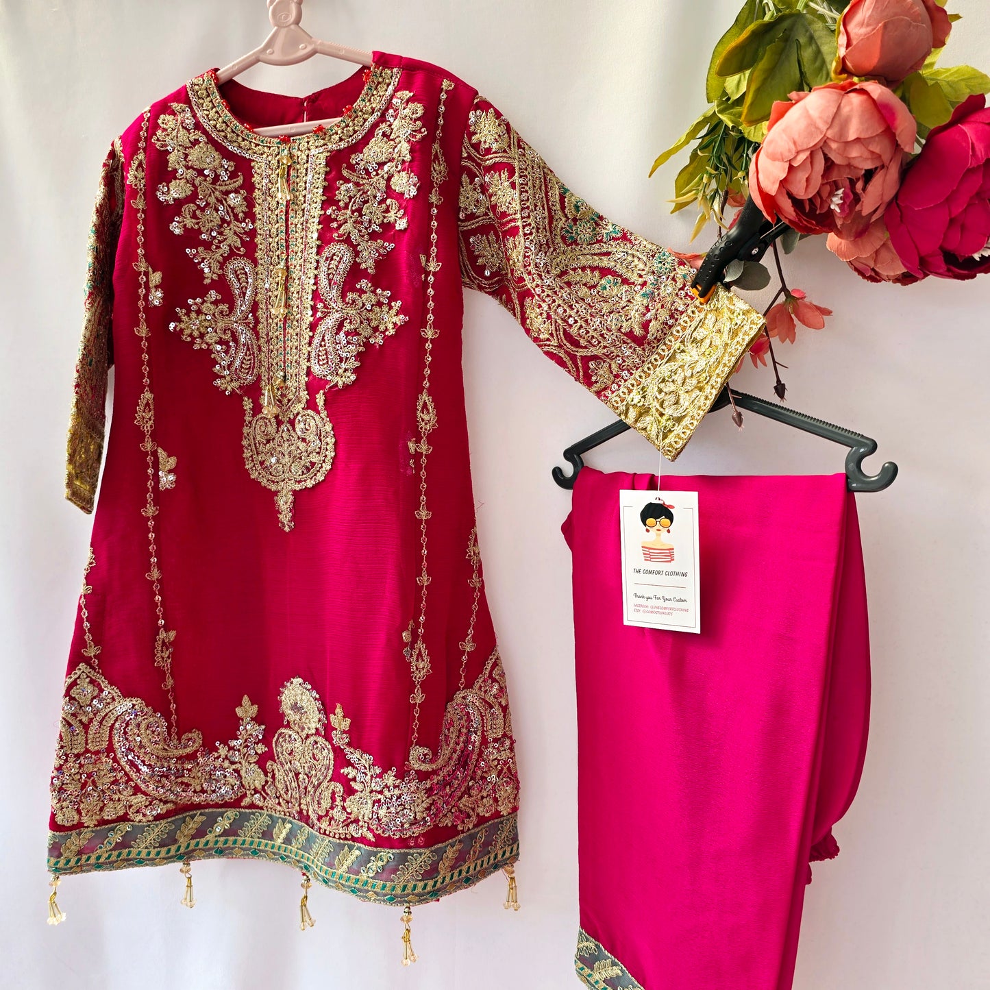 Eid Collection 2025 | Baby Girl Embroidered 3Pc Kameez Shalwar for Eid & Party wear