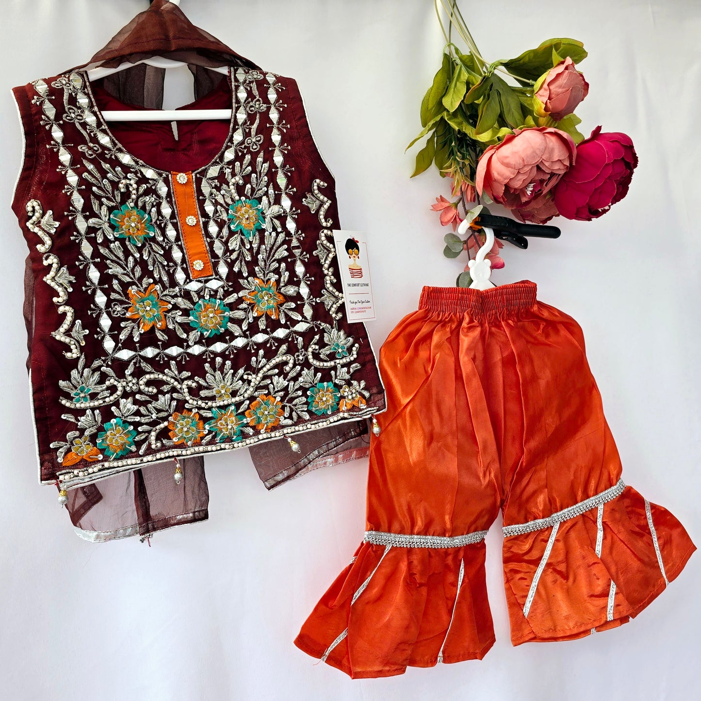 Eid Collection 2025 | Baby Girl Embroidered 3Pc Kameez Shalwar for Eid & Party wear