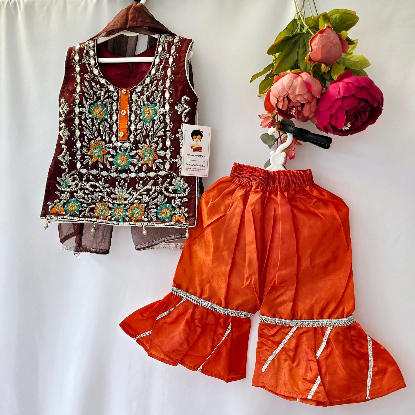 Eid Collection 2025 | Baby Girl Embroidered 3Pc Kameez Shalwar for Eid & Party wear