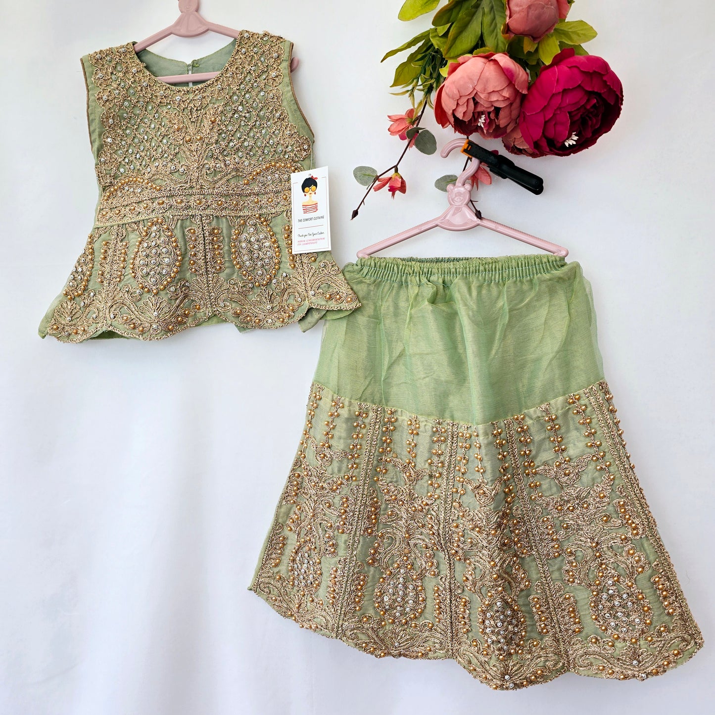 Eid Collection 2025 | Blood Red Colour Embroidered Shirt with Lehnga Girls Party Wear | Perfect for Eid, Wedding & Party wear