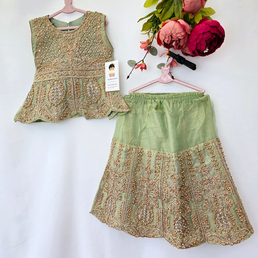 Eid Collection 2025 | Blood Red Colour Embroidered Shirt with Lehnga Girls Party Wear | Perfect for Eid, Wedding & Party wear