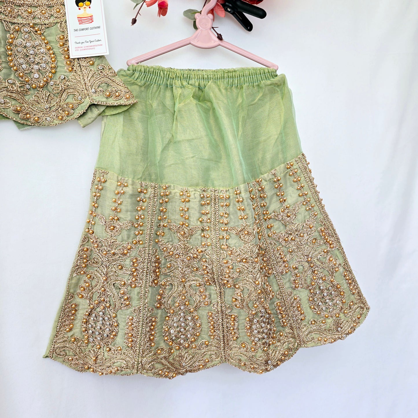 Eid Collection 2025 | Blood Red Colour Embroidered Shirt with Lehnga Girls Party Wear | Perfect for Eid, Wedding & Party wear