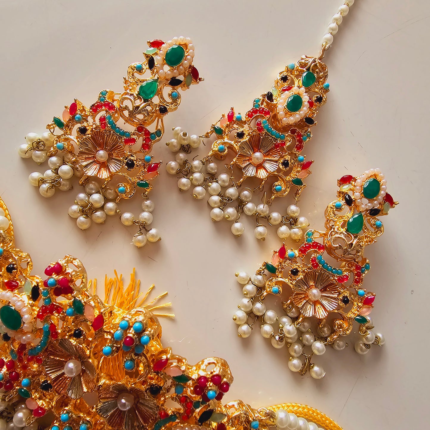 Indian/ Pakistani/ Asian Choker Set || Jhumkas and Teeka Set