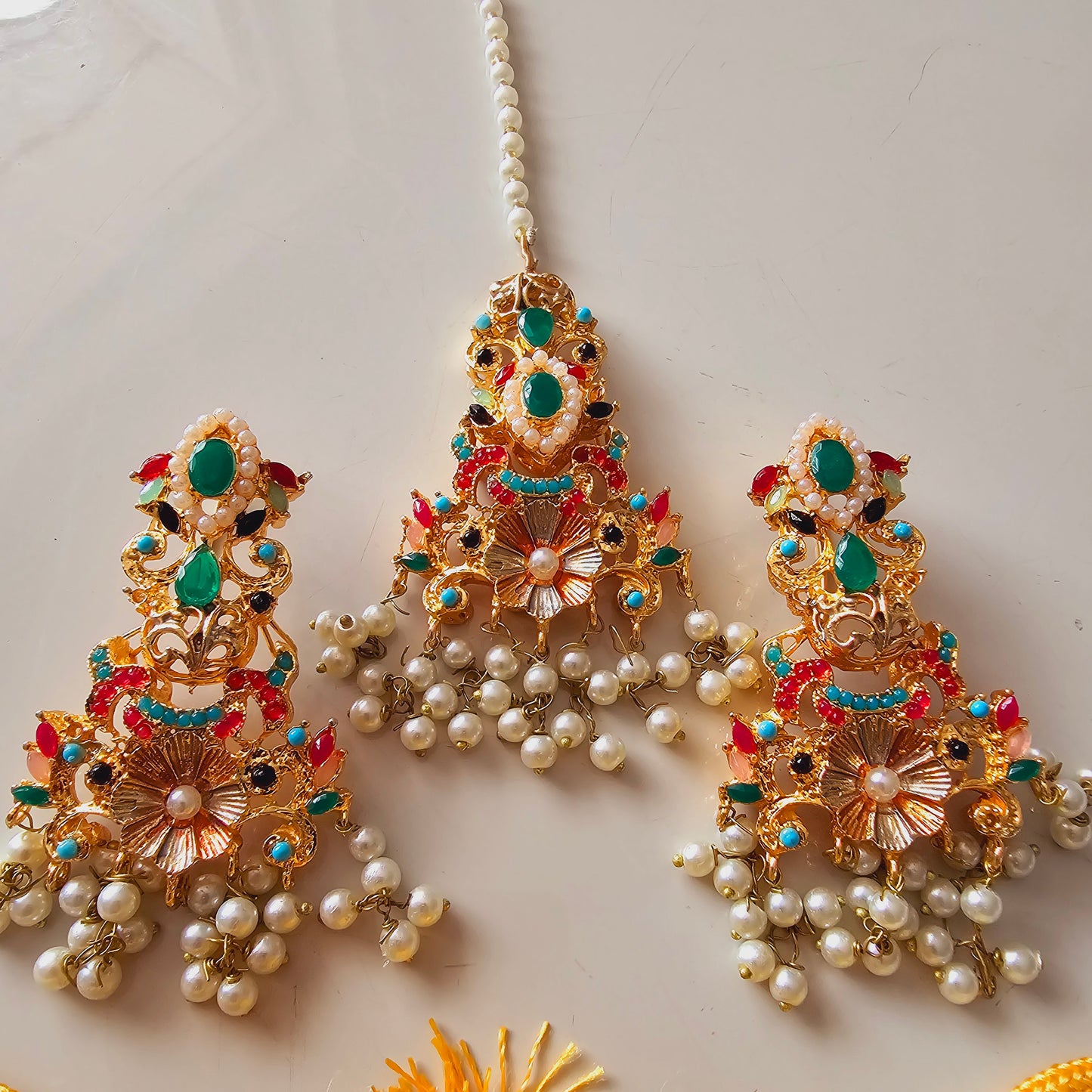 Indian/ Pakistani/ Asian Choker Set || Jhumkas and Teeka Set
