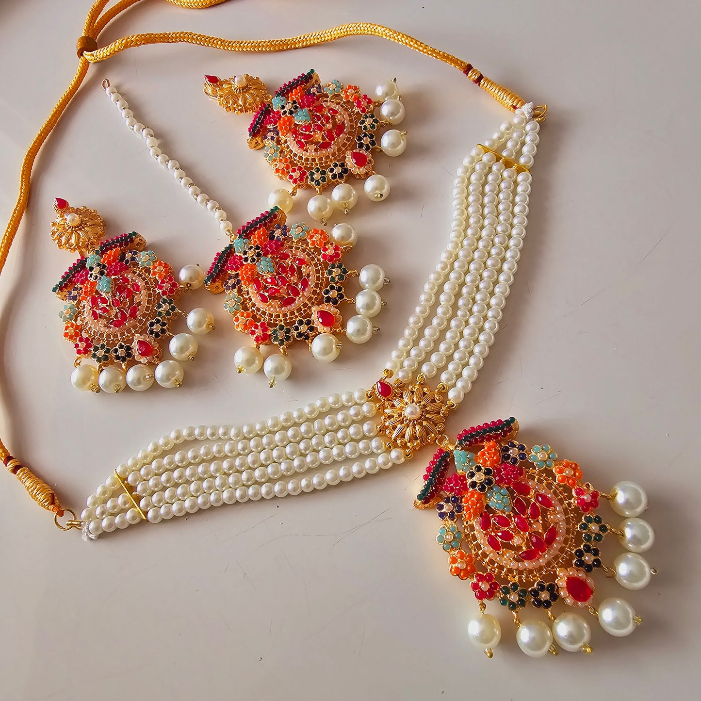 Indian/ Pakistani/ Asian Choker Set || Jhumkas and Teeka Set