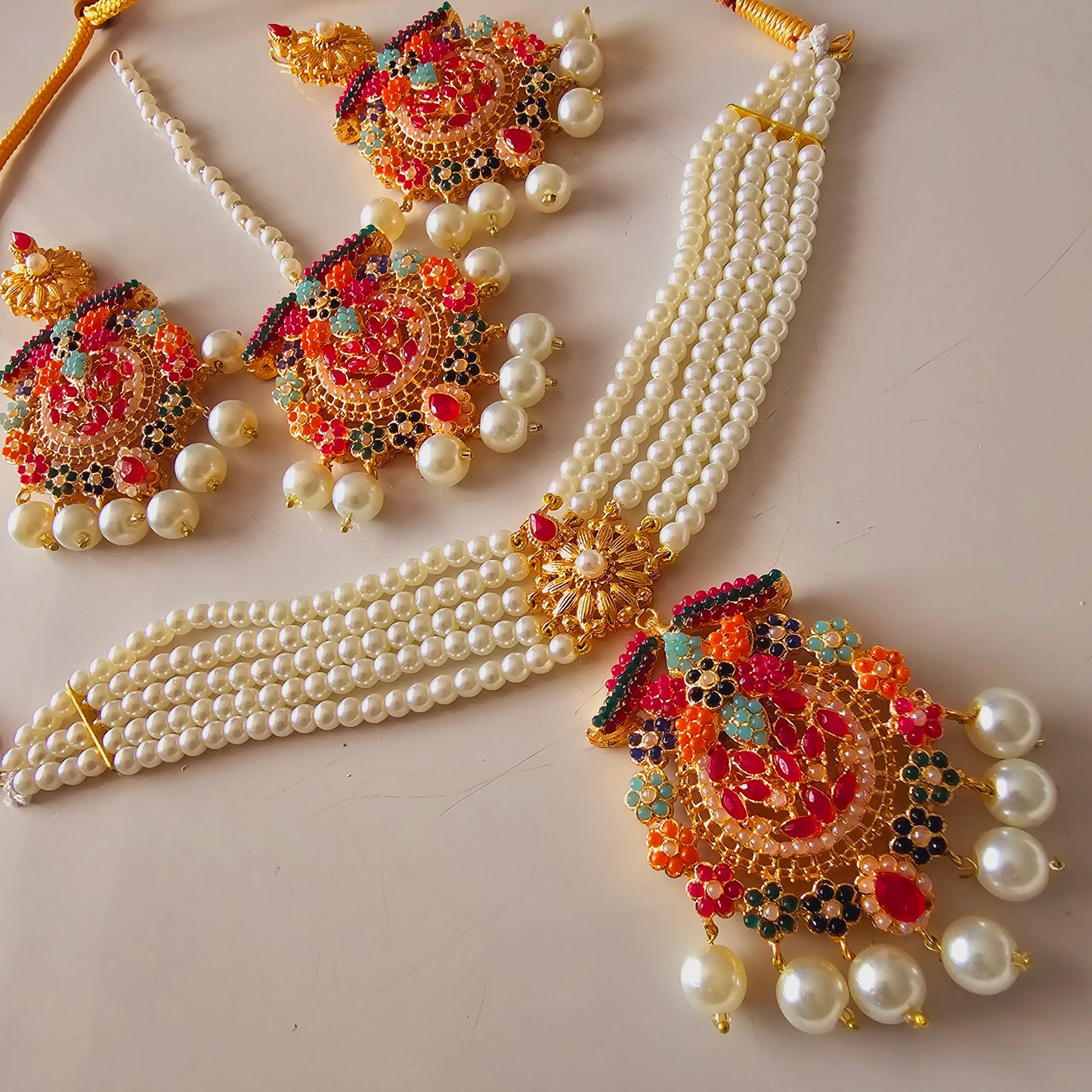 Indian/ Pakistani/ Asian Choker Set || Jhumkas and Teeka Set