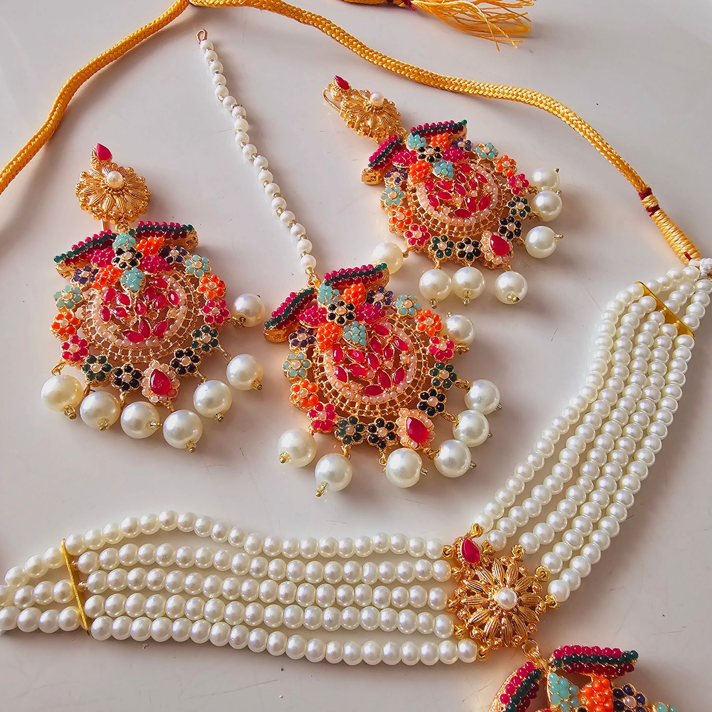 Indian/ Pakistani/ Asian Choker Set || Jhumkas and Teeka Set