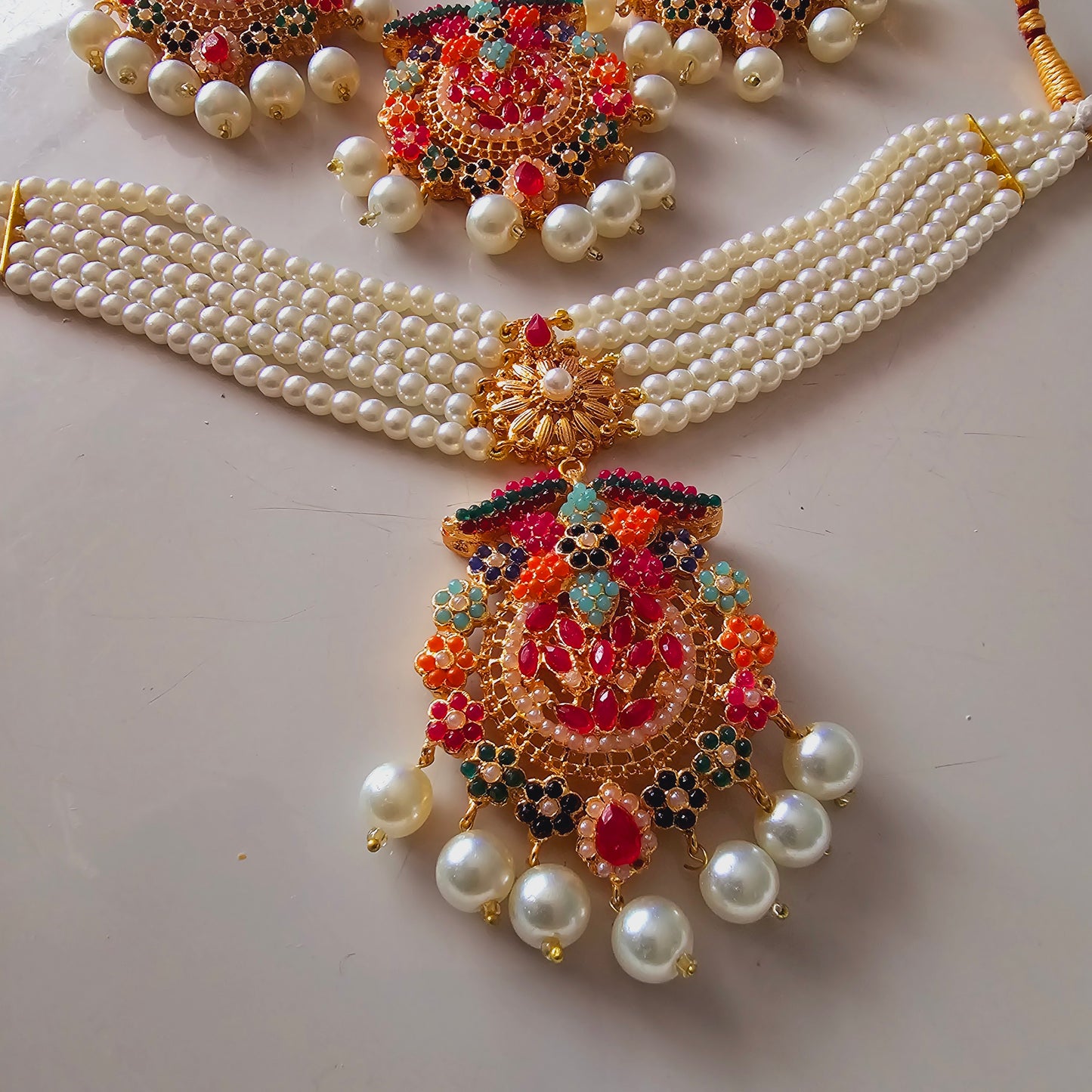 Indian/ Pakistani/ Asian Choker Set || Jhumkas and Teeka Set