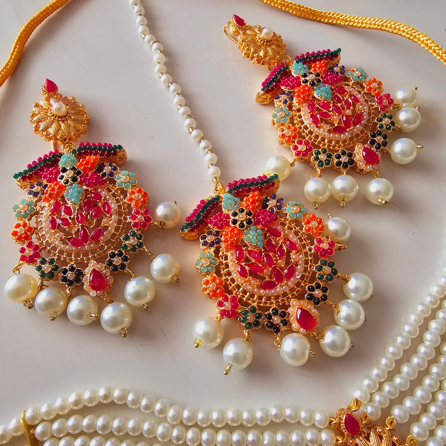 Indian/ Pakistani/ Asian Choker Set || Jhumkas and Teeka Set