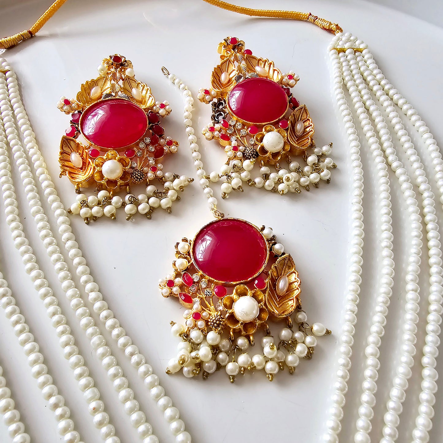 Kundan Pendant Layered Maala Set || Pakistani/ Indian Nauratan Haar