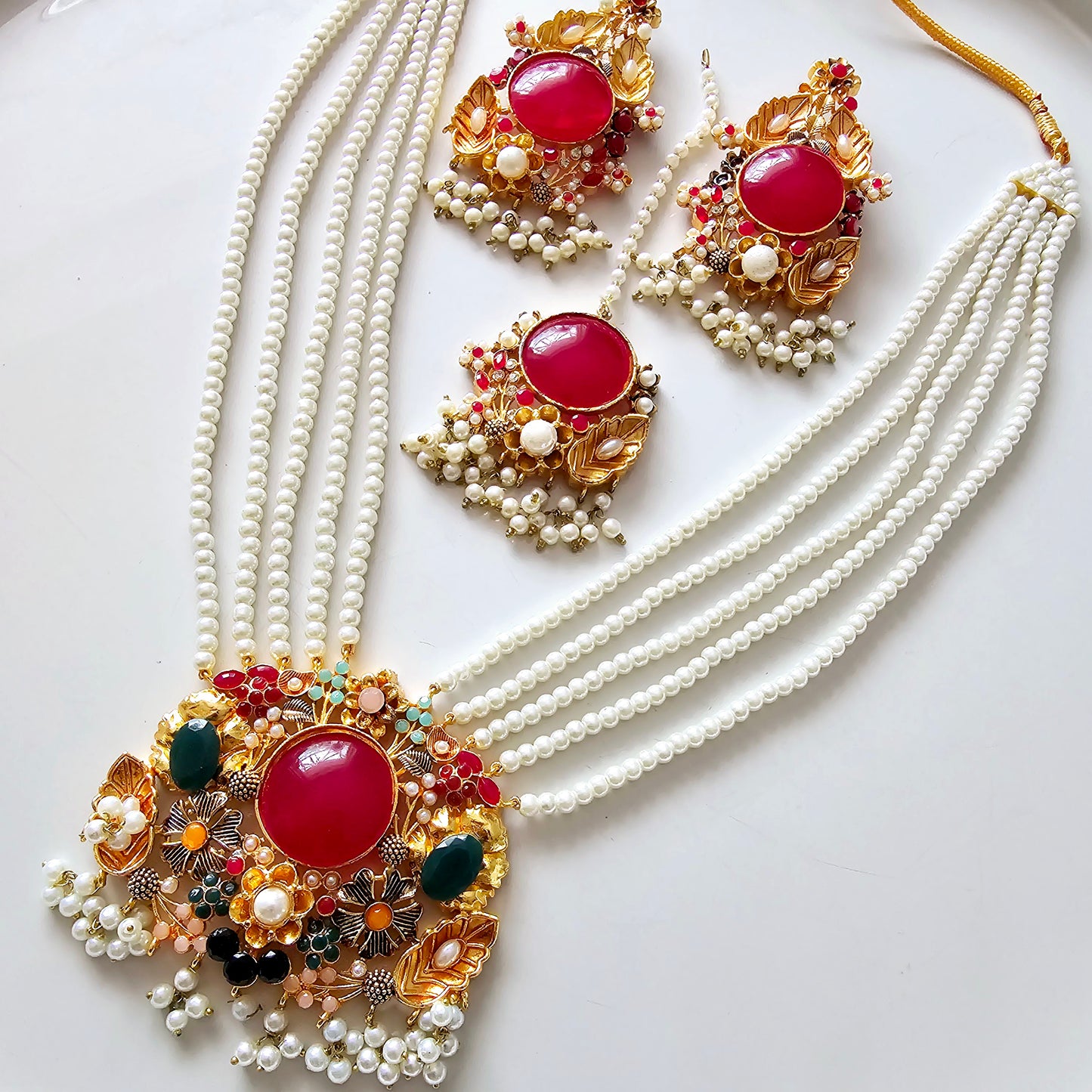 Kundan Pendant Layered Maala Set || Pakistani/ Indian Nauratan Haar