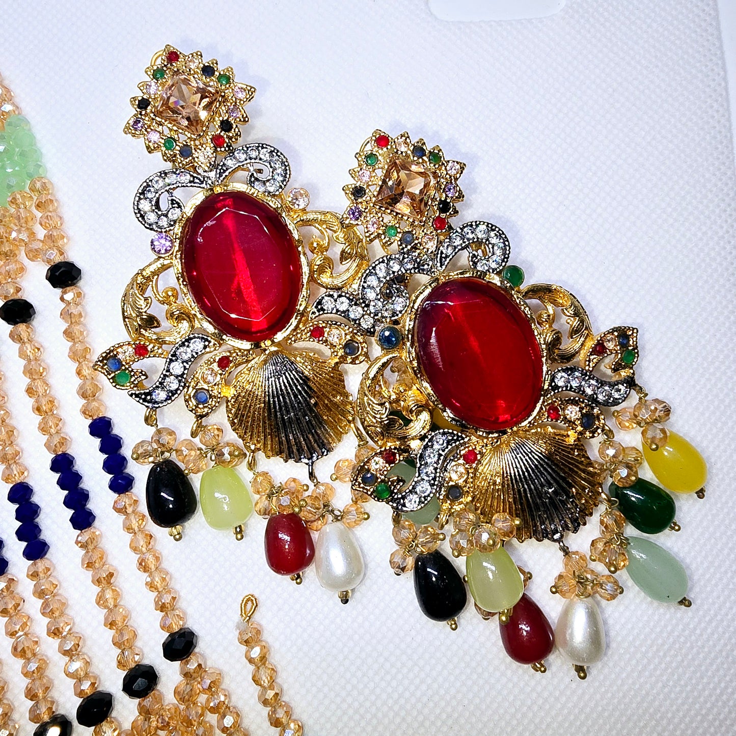 Necklace Mala with Earrings Set (Indian/Pakistani Bridal/Party wear jewellery)