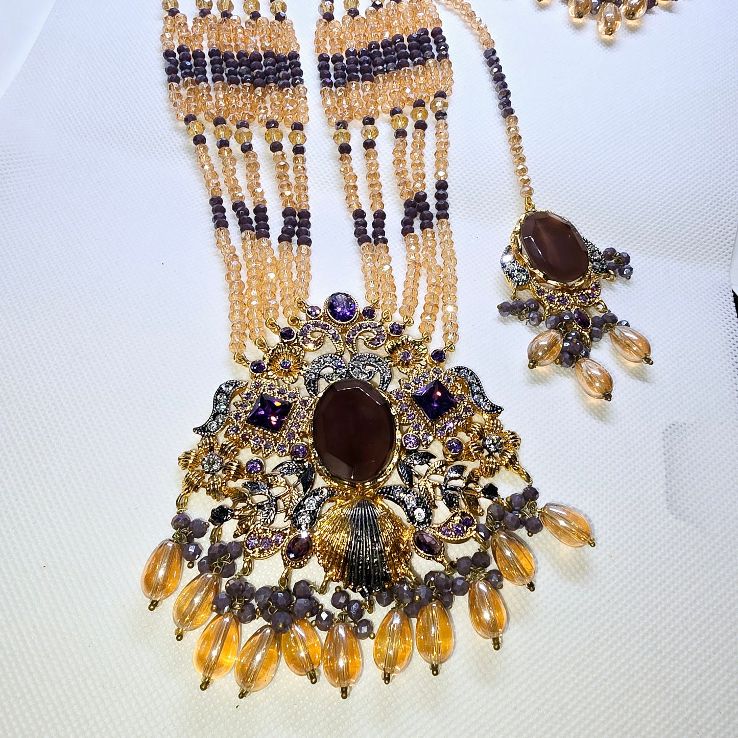 Necklace Mala with Earrings Set (Indian/Pakistani Bridal/Party wear jewellery)