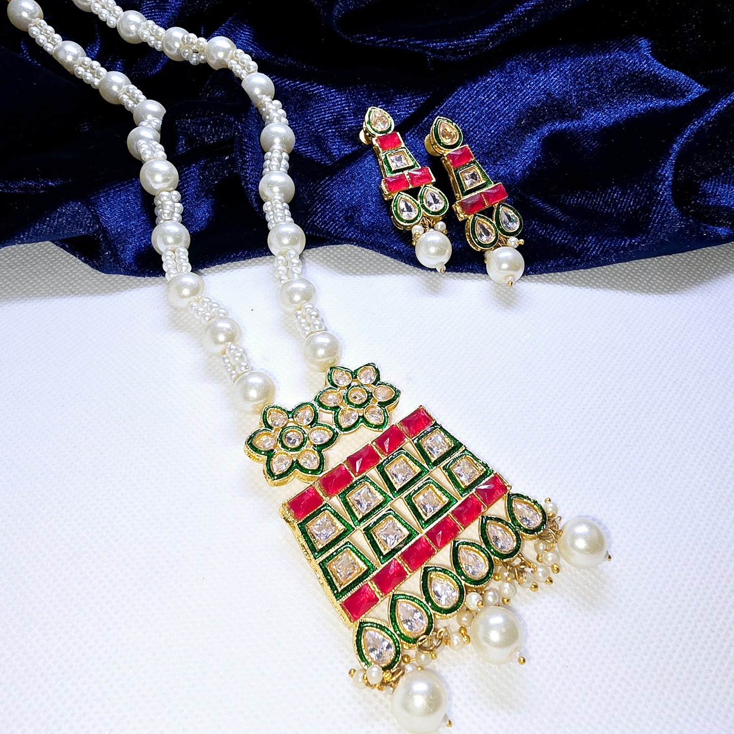 Fusion Pearl Long Necklace- Sabyasachi, Indian & Pakistani Jewelry, Antique Mala