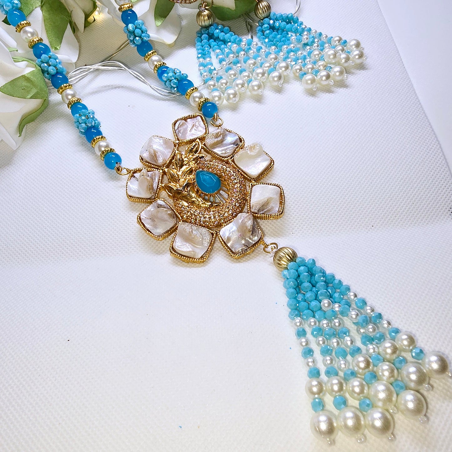 Asian Indian Pakistani Jewellery Long Necklace Set With Jhumkas