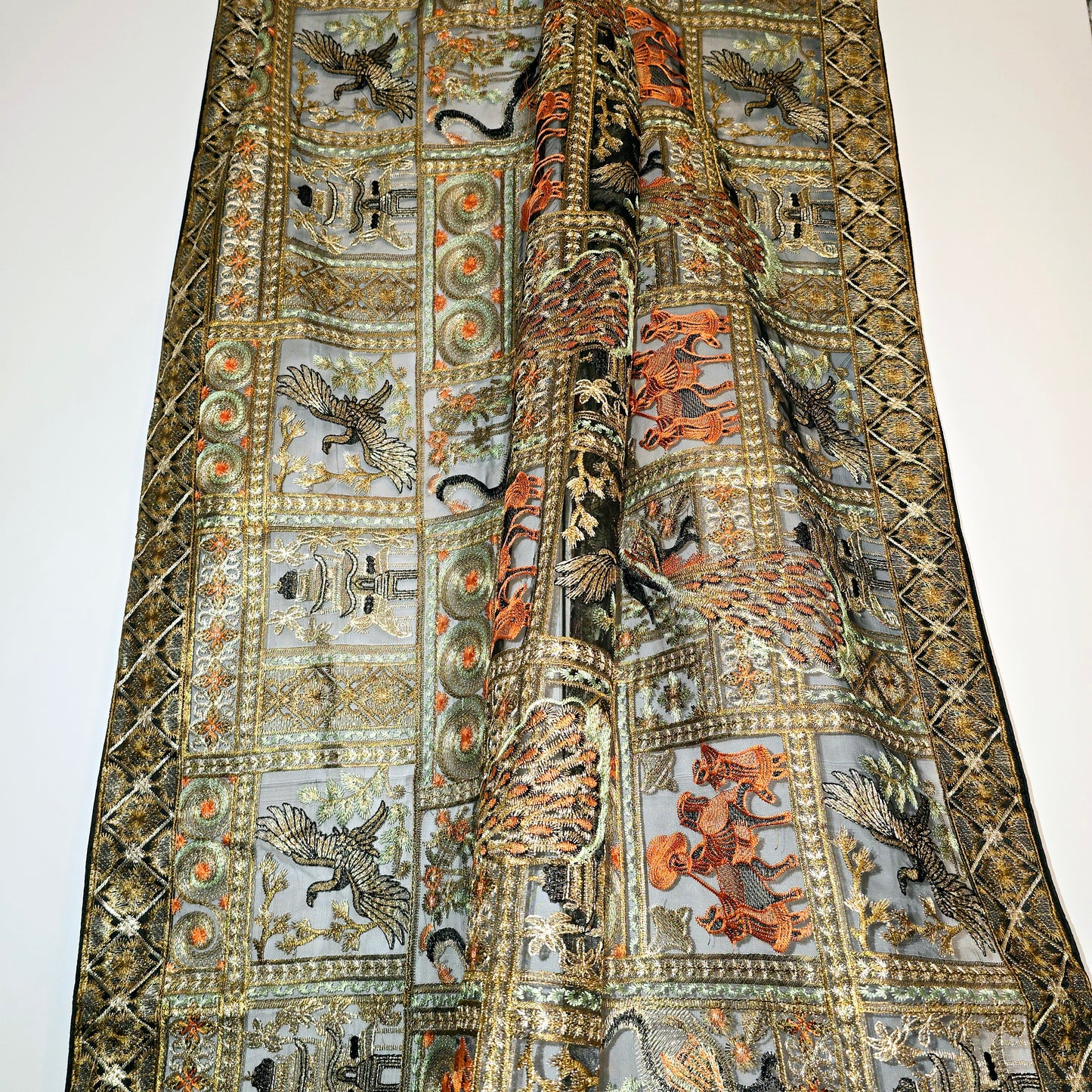 Hand Embroidered Black Shawl