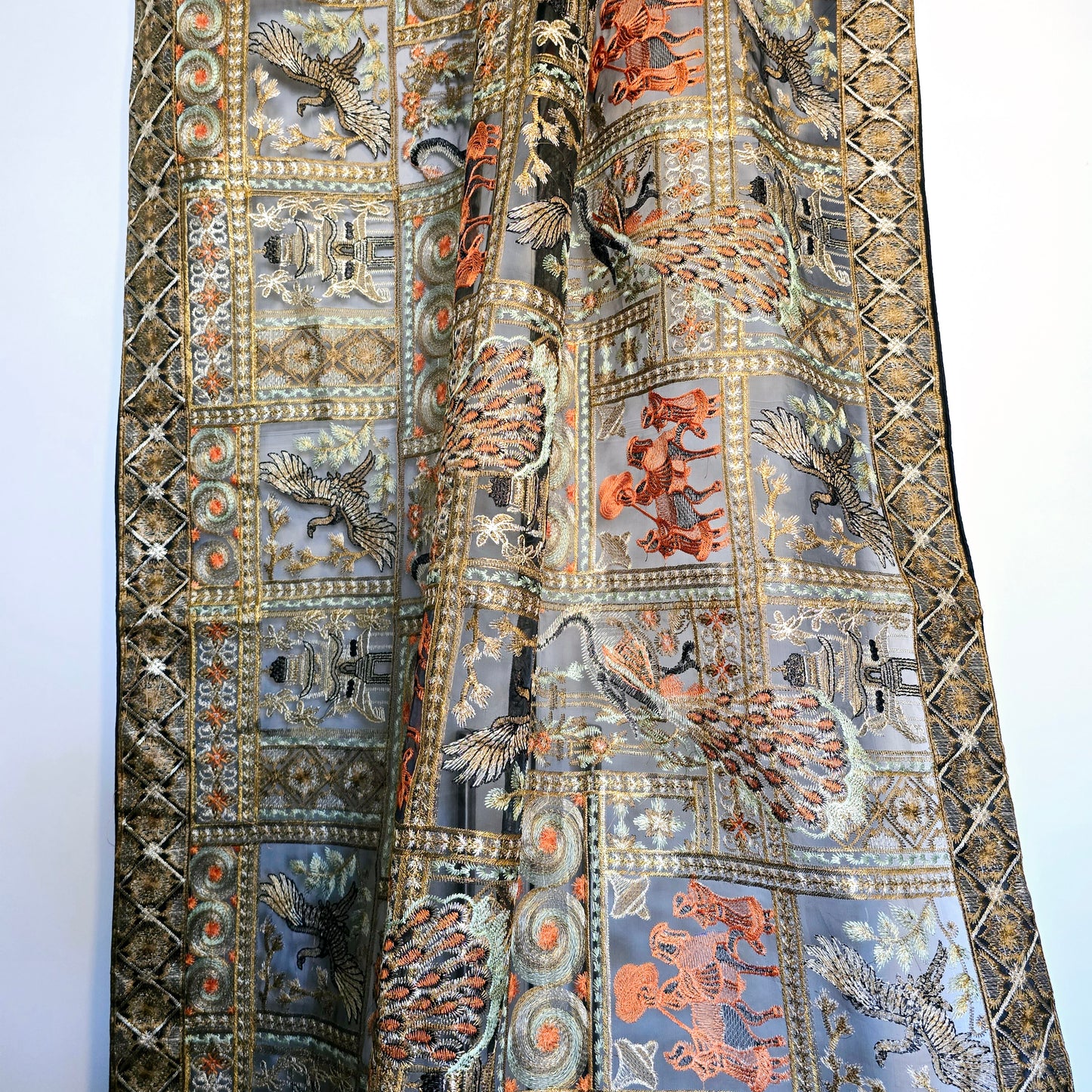 Hand Embroidered Black Shawl