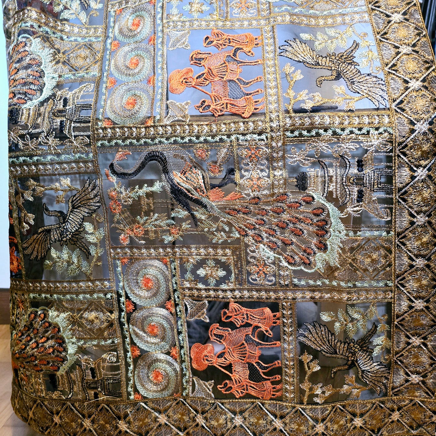 Hand Embroidered Black Shawl