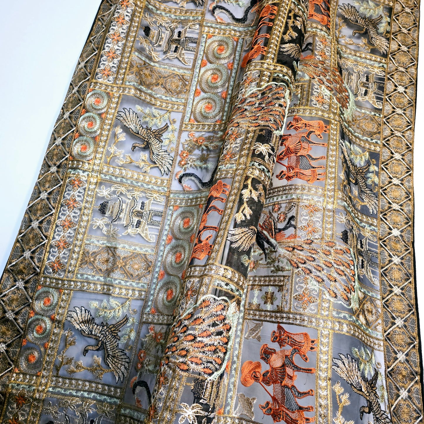 Hand Embroidered Black Shawl