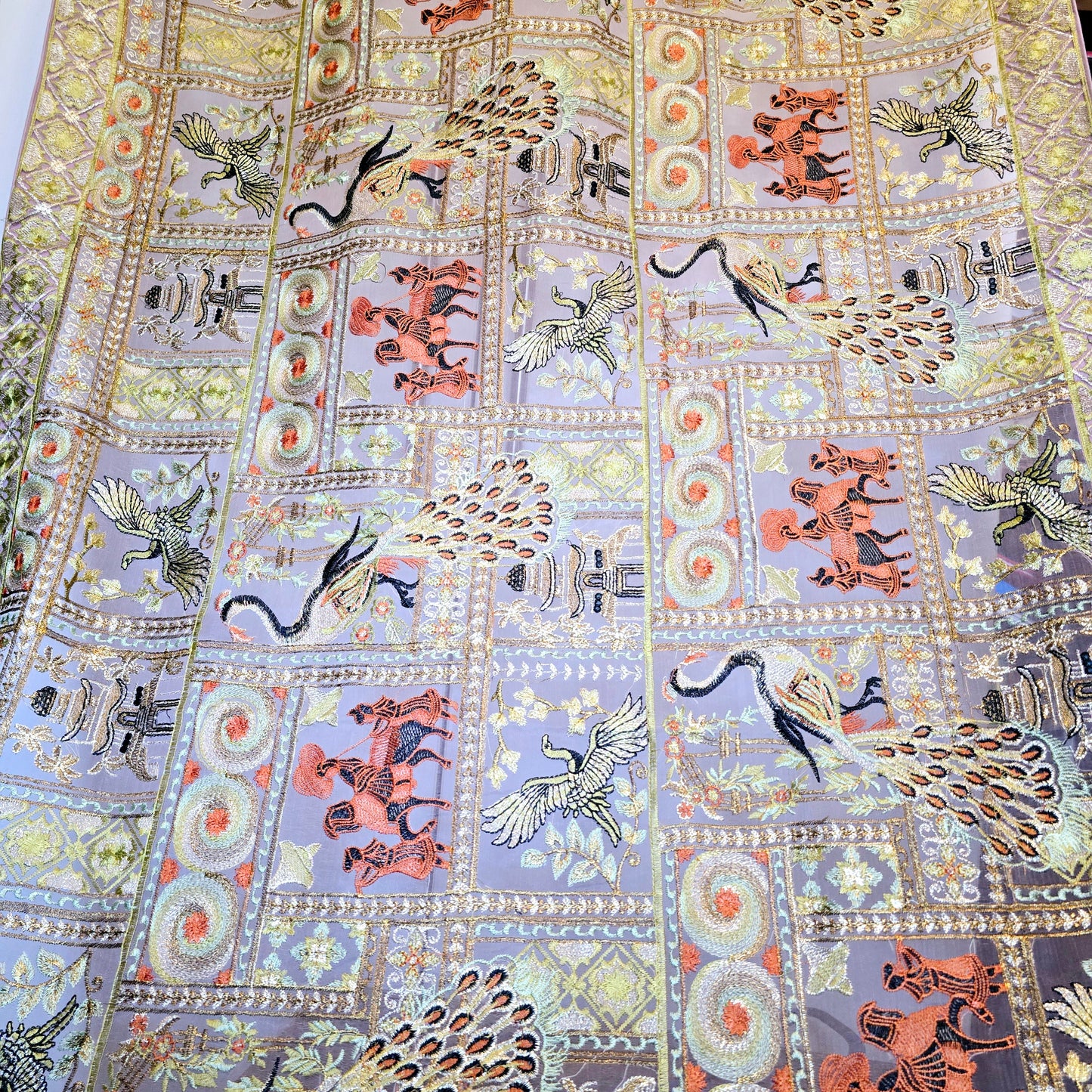 Full Embroidered Purple Shawl