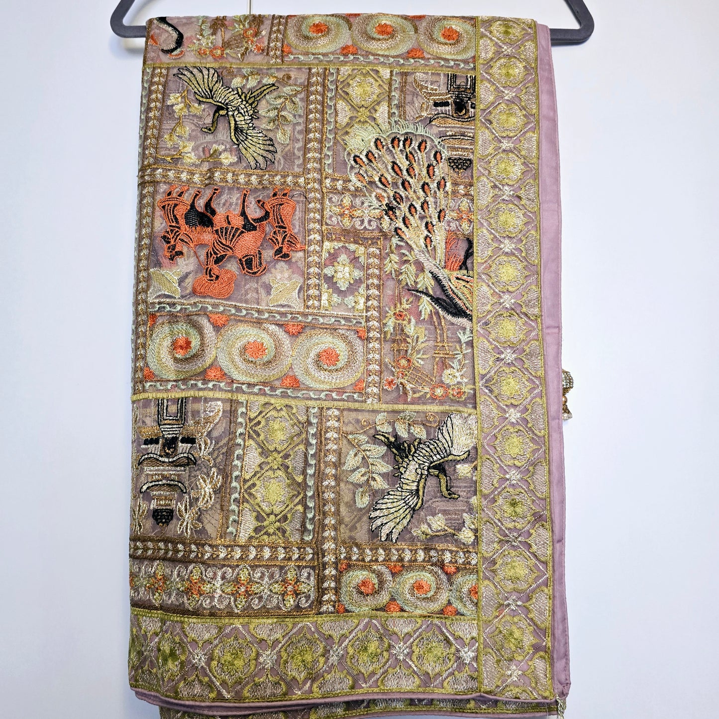 Full Embroidered Purple Shawl