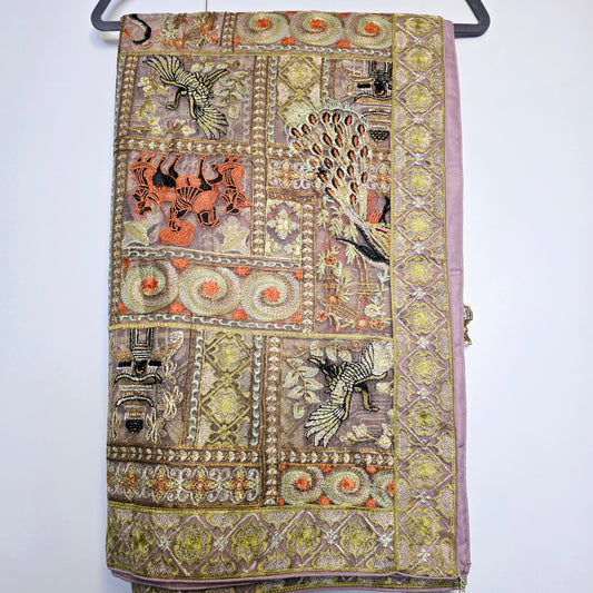 Full Embroidered Purple Shawl