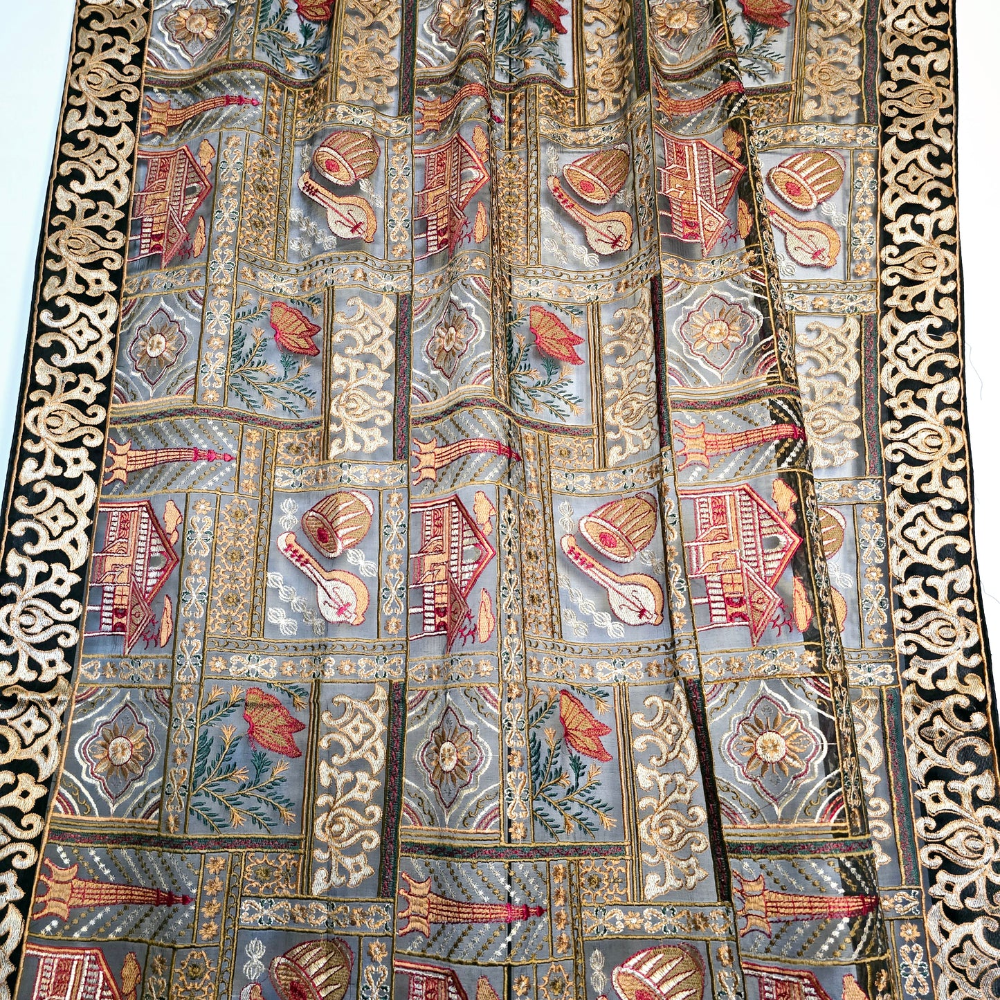 Black Full Embroidered Pakistani Shawl