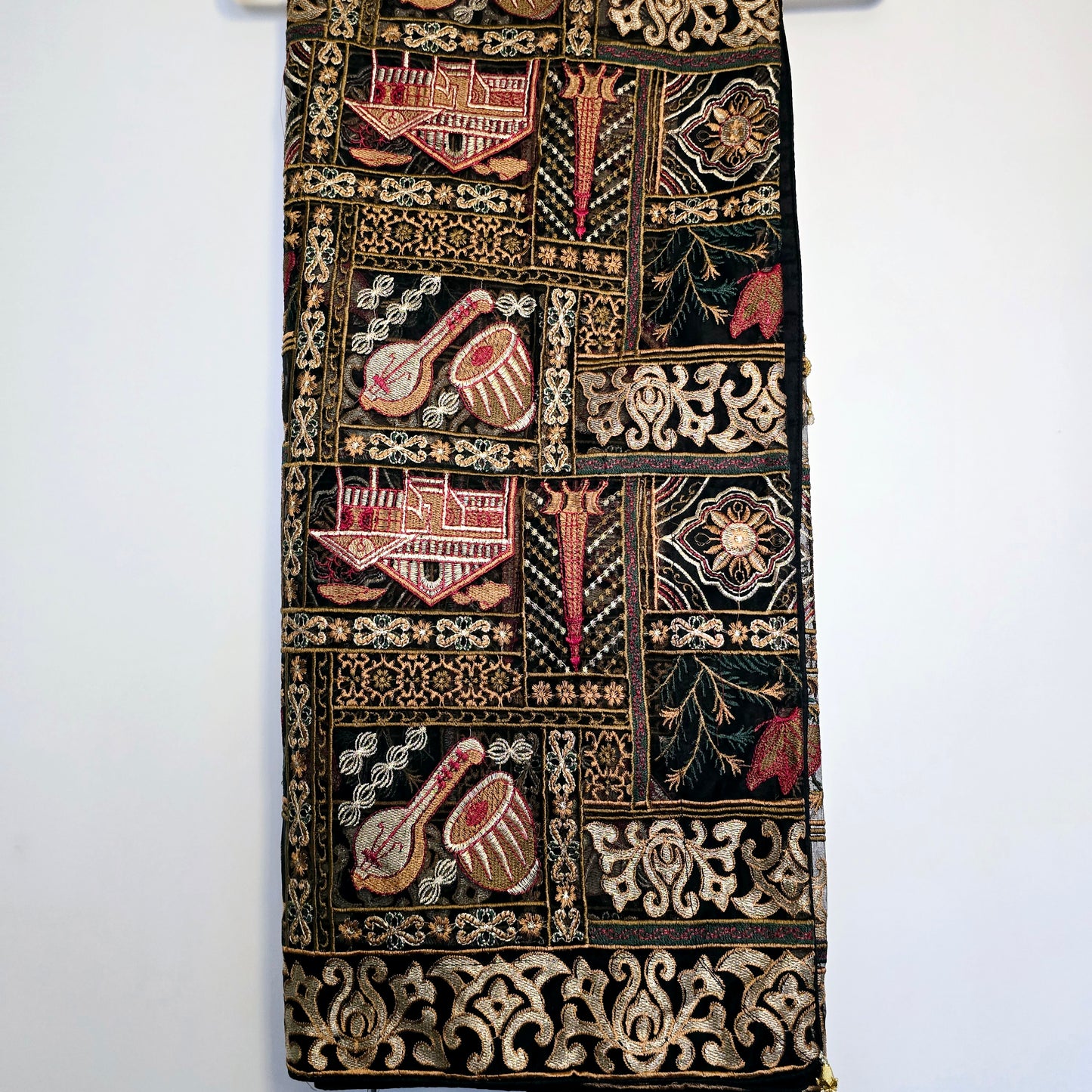 Black Full Embroidered Pakistani Shawl