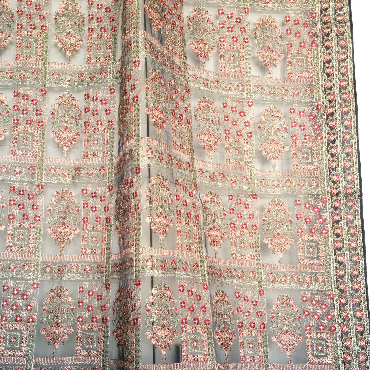 Navy Blue Hand Embroidered Shawl