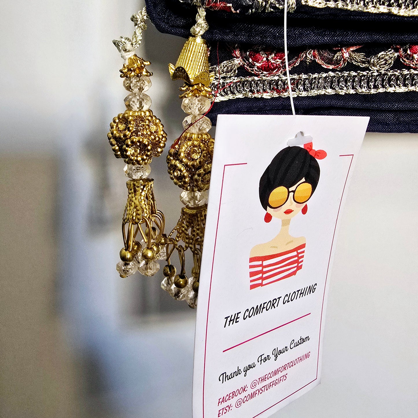 Navy Blue Hand Embroidered Shawl