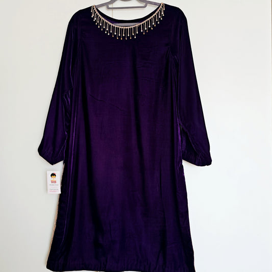 Eid Collection 2025 || Dark Purple Plain Kurta for Women