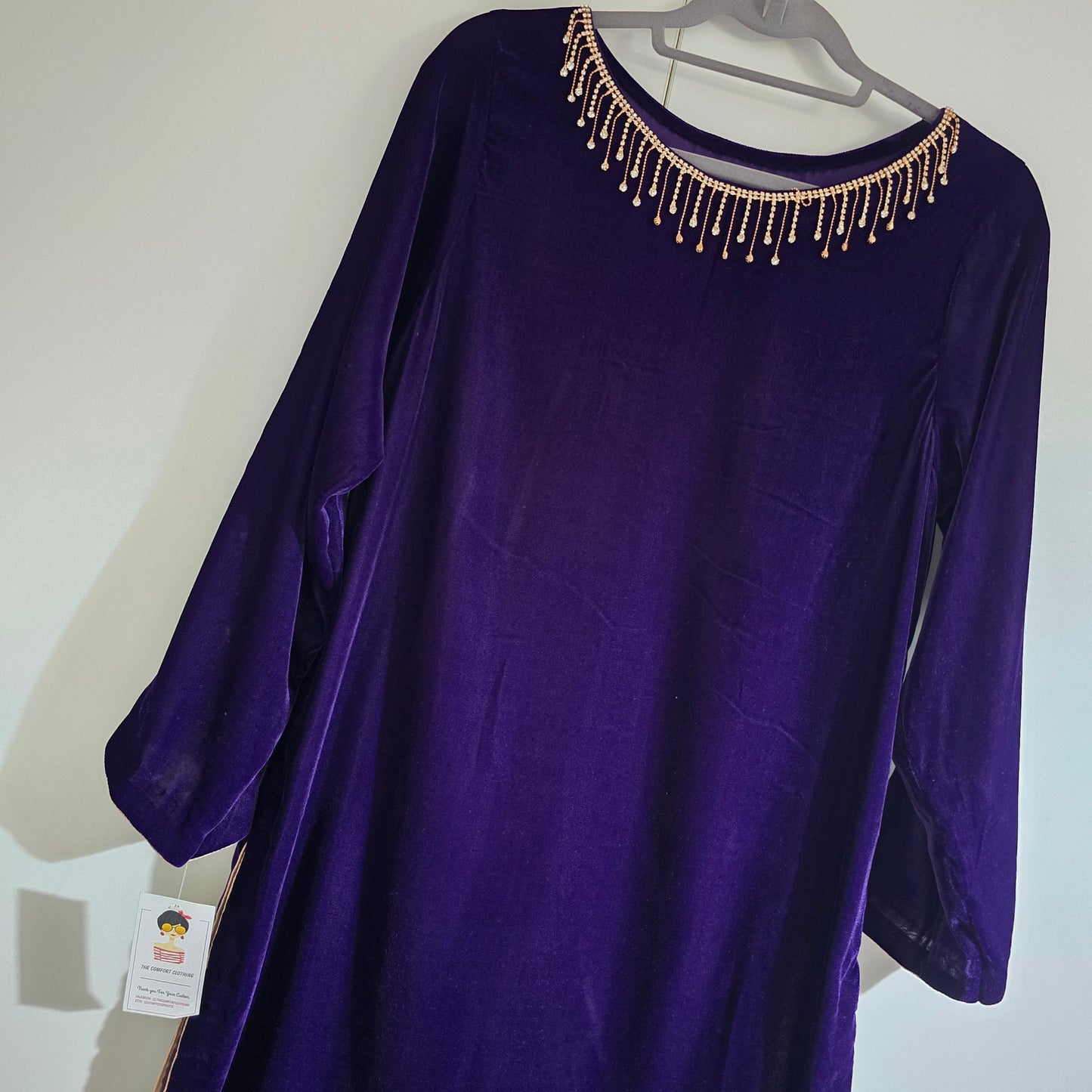 Eid Collection 2025 || Dark Purple Plain Kurta for Women