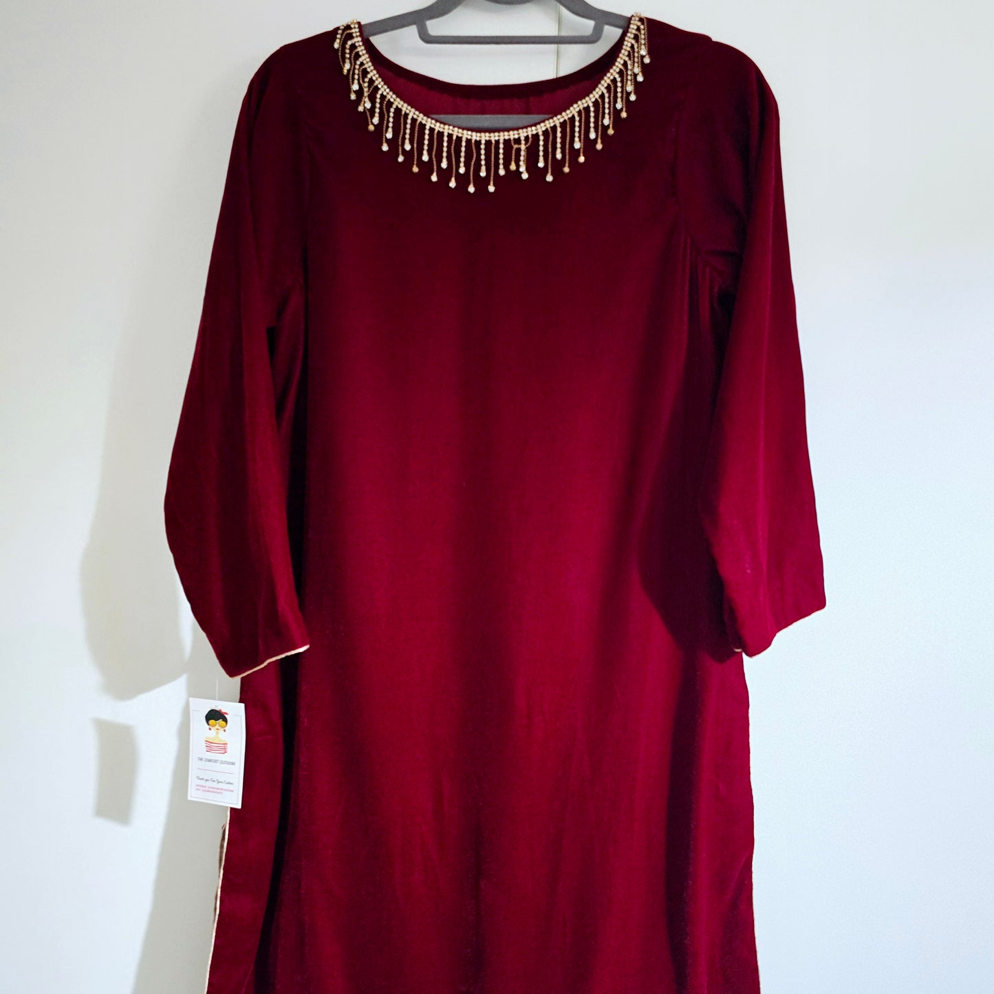 Eid Collection 2025 || Blood Red Plain Kurta for Women