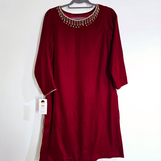 Eid Collection 2025 || Blood Red Plain Kurta for Women