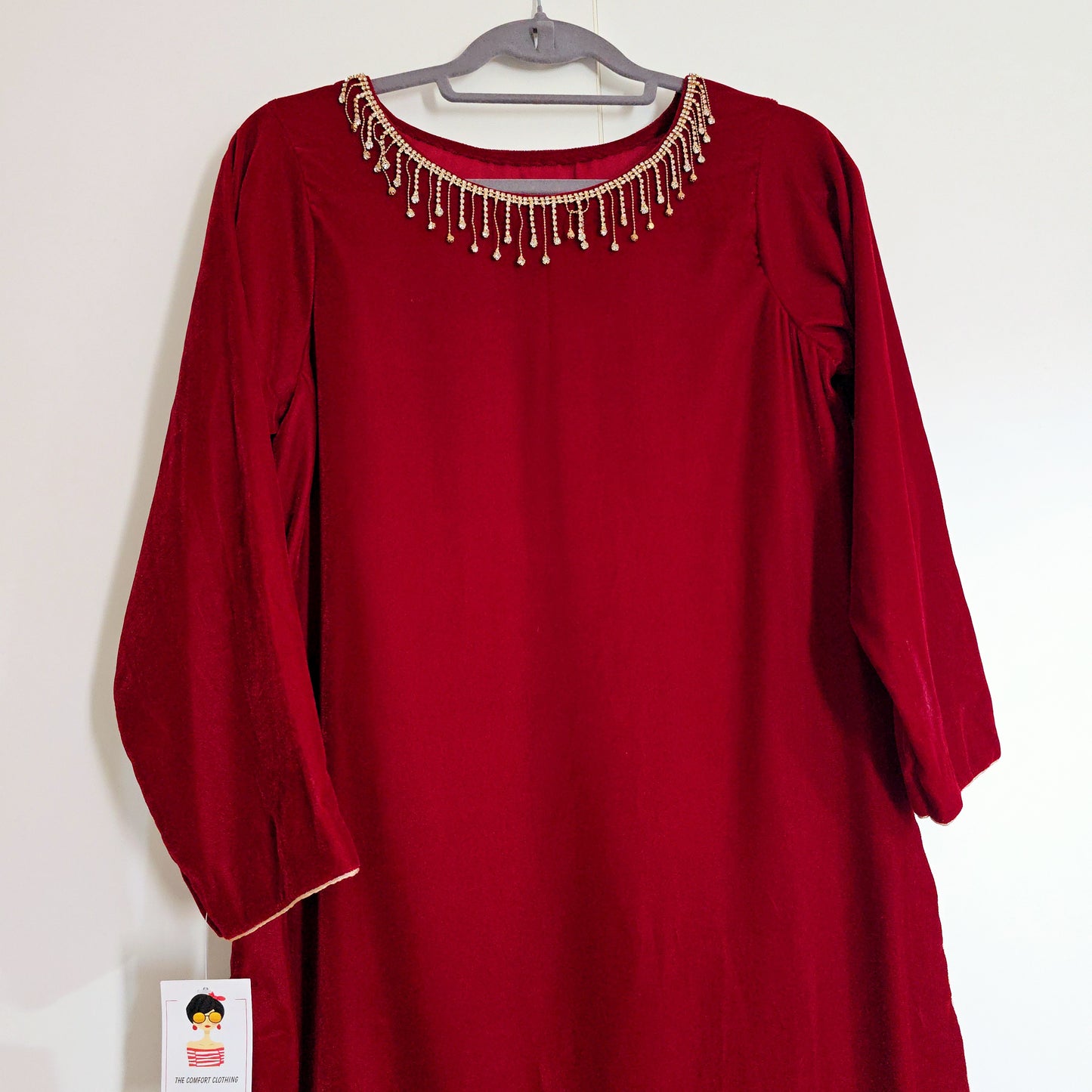 Eid Collection 2025 || Blood Red Plain Kurta for Women