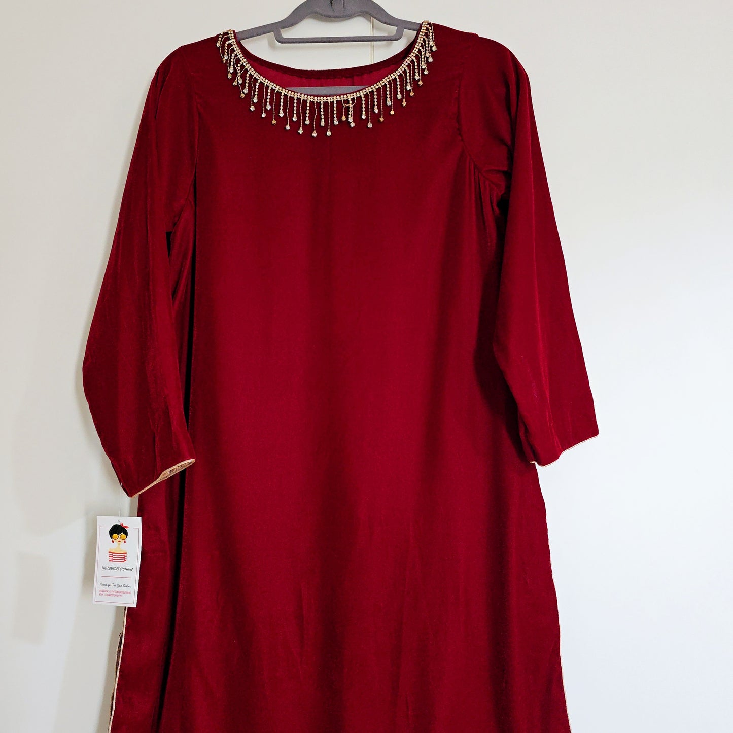 Eid Collection 2025 || Blood Red Plain Kurta for Women