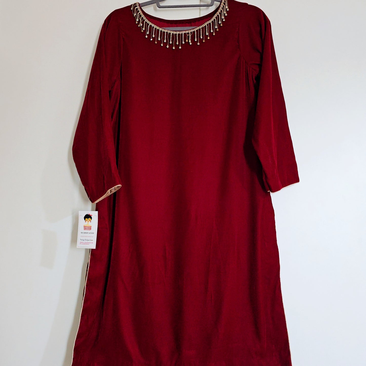 Eid Collection 2025 || Blood Red Plain Kurta for Women