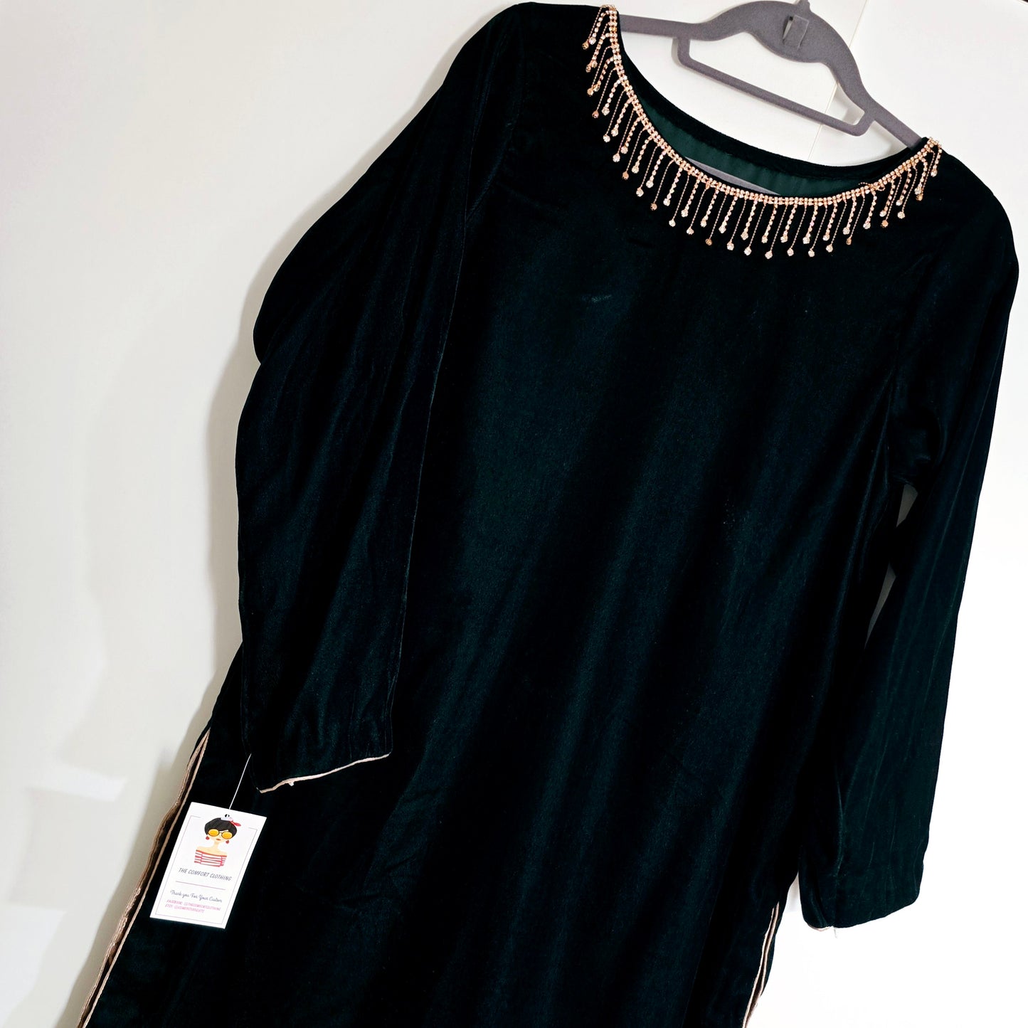 Eid Collection 2025 || Bottle Green Plain Kurta for Women