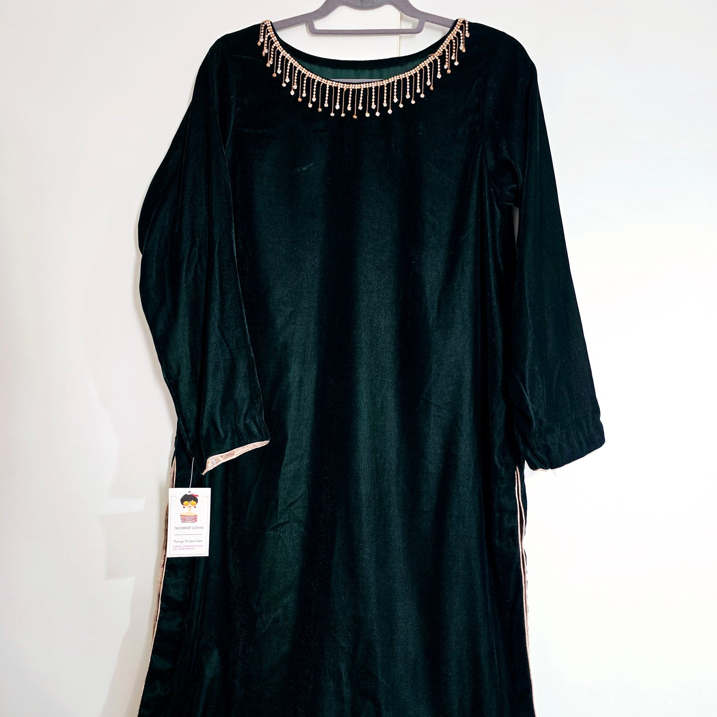 Eid Collection 2025 || Bottle Green Plain Kurta for Women