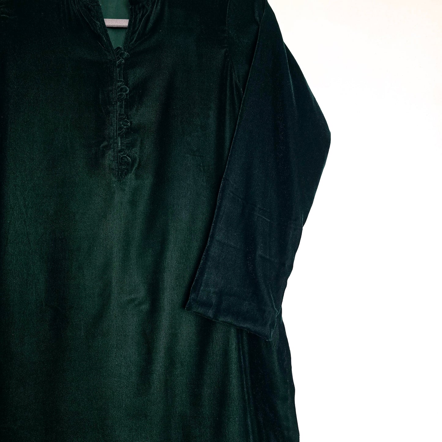 Bottle Green Velvet Kurta Partywear ,Winter Velvet Kameez, Designer Velvet Suit
