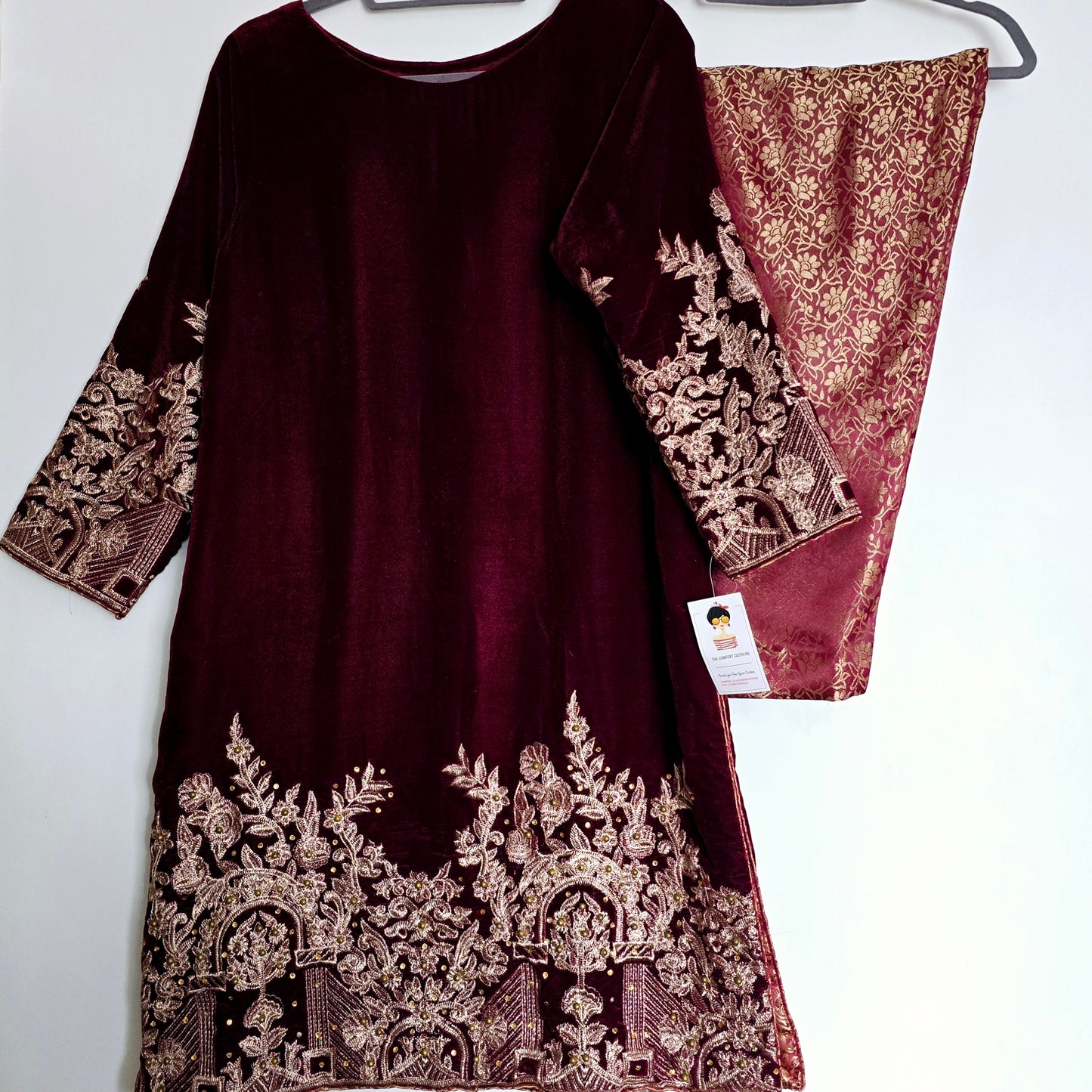 Velvet Shalwar Kameez Stitched Pakistani Indian Eid Dress