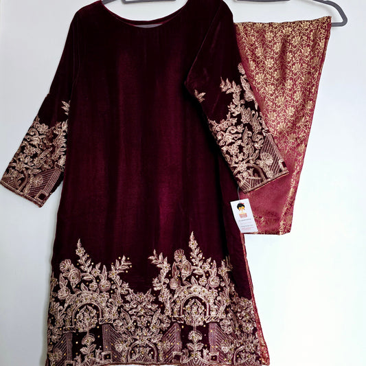 Velvet Shalwar Kameez Stitched Pakistani Indian Eid Dress