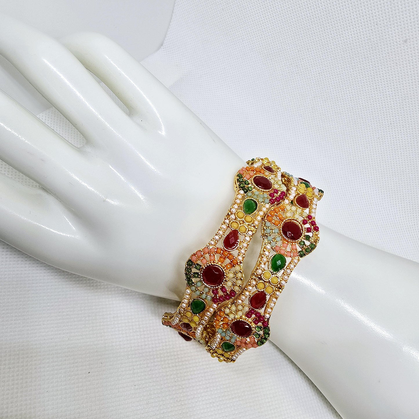 Bangle Openable Kara Set || Gold Plated Kara Pair || Bangles with Zircon Stones