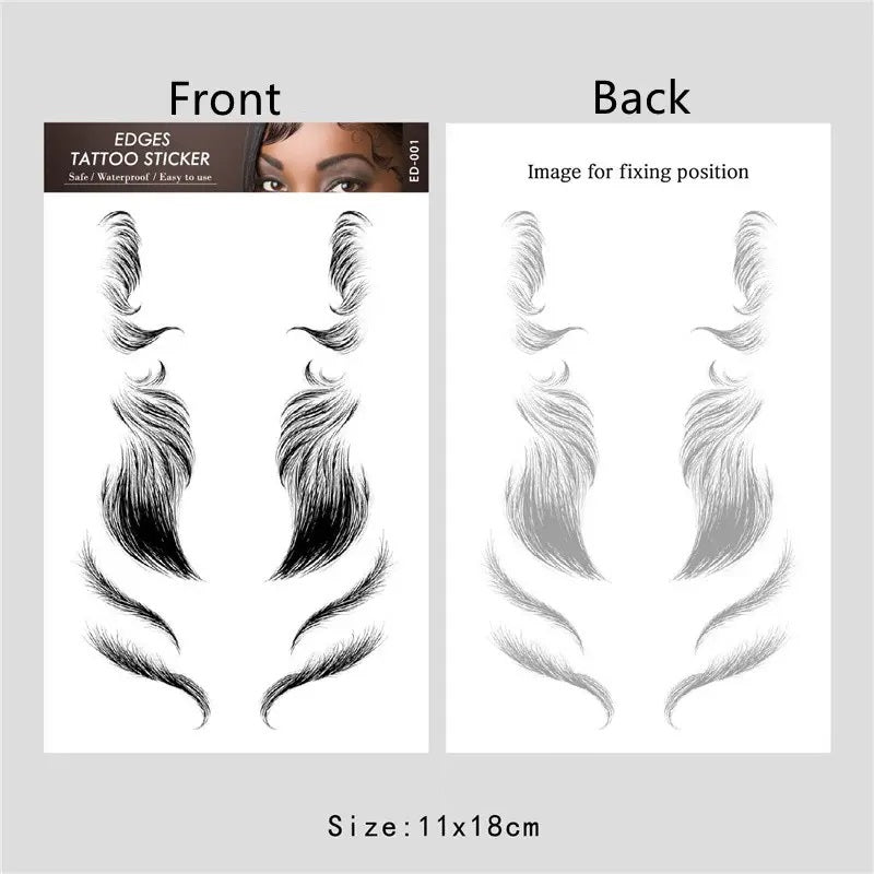 Hair Tattoo Stickers Edge Black Hairline Decals Women Fringe Tattoos Curly