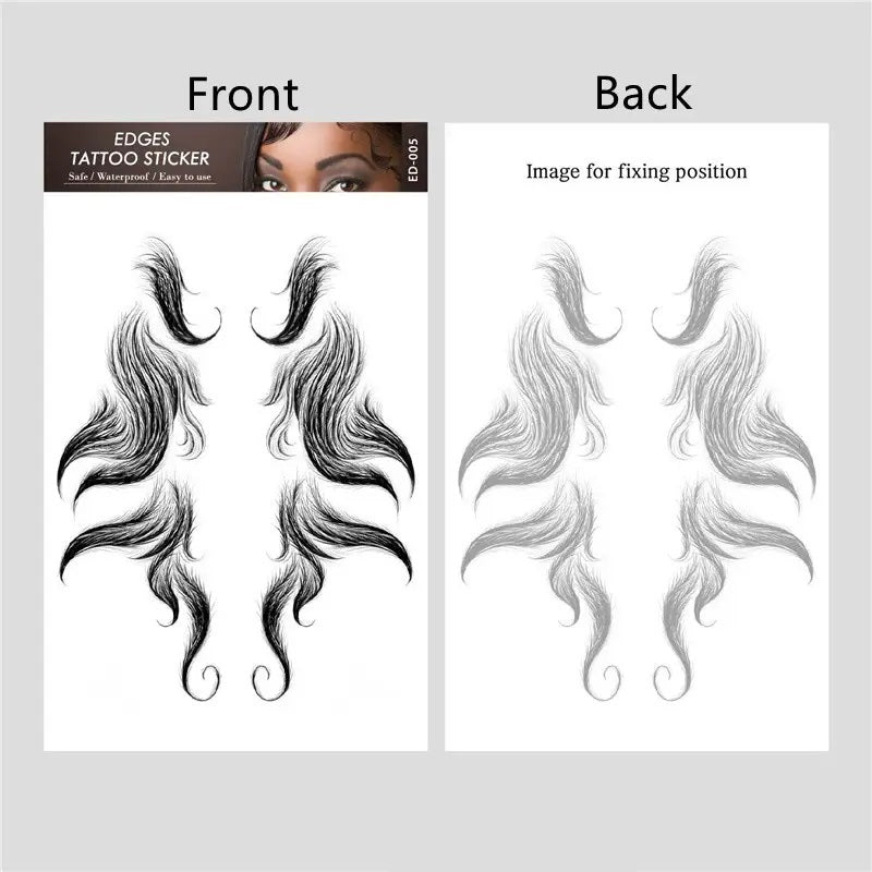 Hair Tattoo Stickers Edge Black Hairline Decals Women Fringe Tattoos Curly