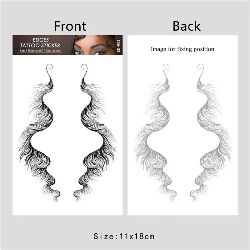 Hair Tattoo Stickers Edge Black Hairline Decals Women Fringe Tattoos Curly