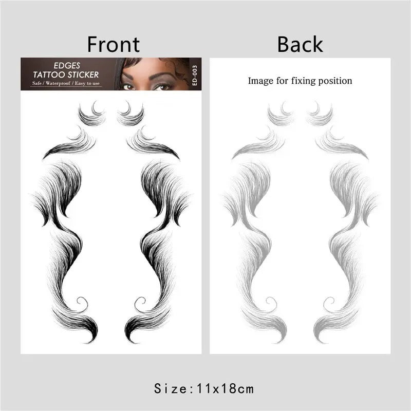 Hair Tattoo Stickers Edge Black Hairline Decals Women Fringe Tattoos Curly