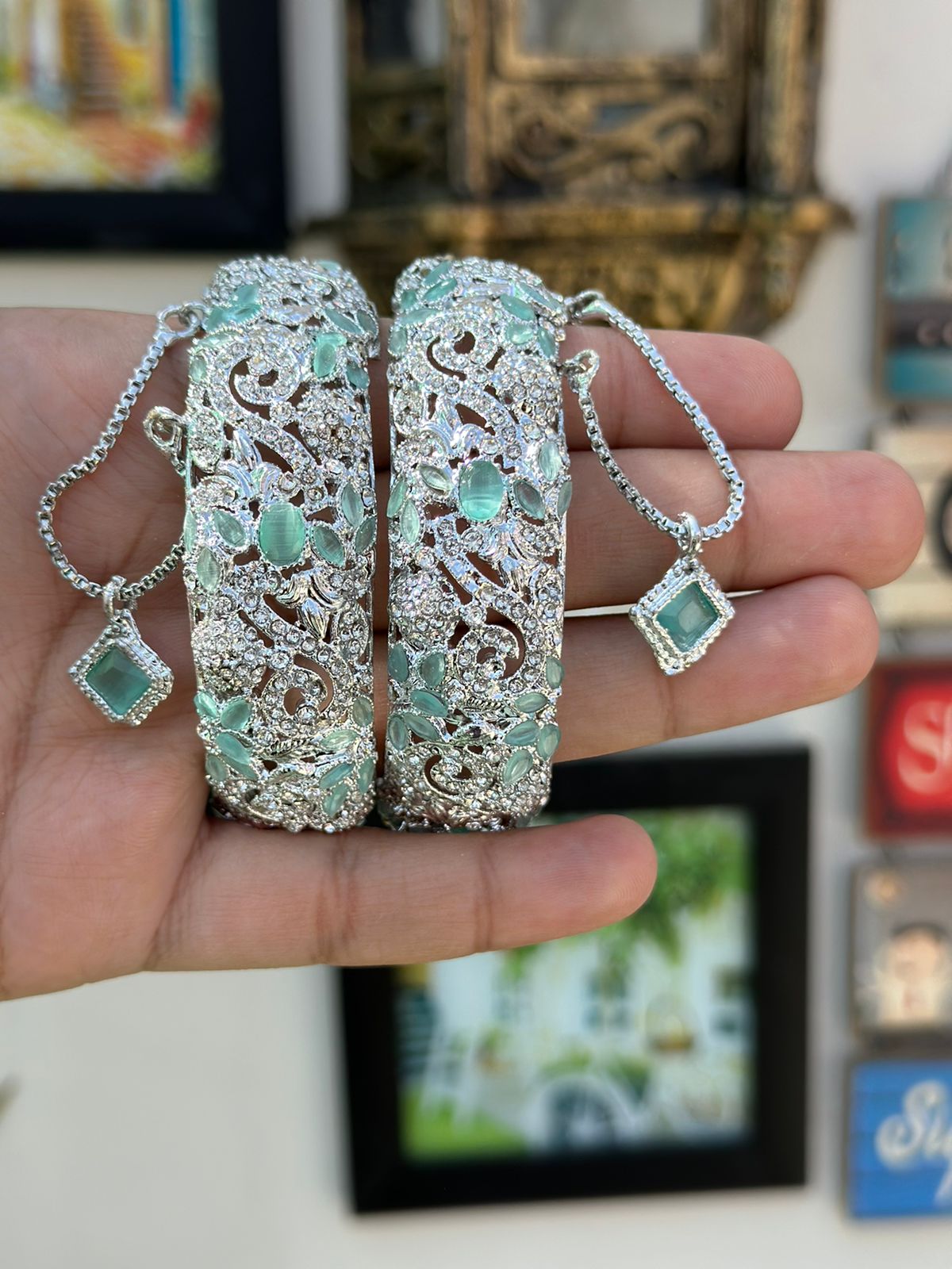 Indian Pakistani Gold Plated Nauratan Multi Kara Bangles